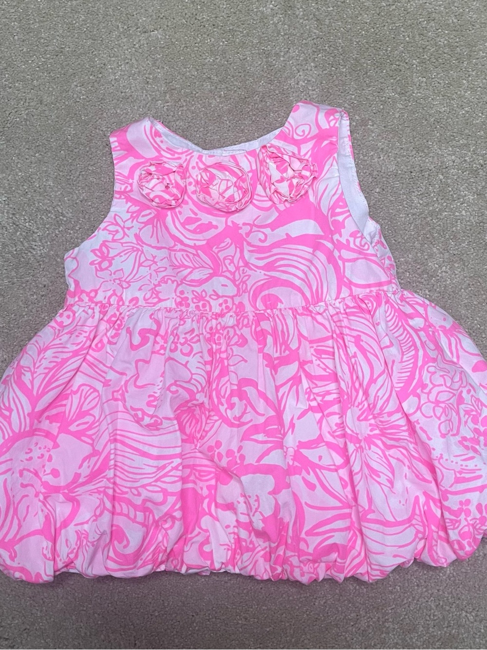 Lilly Pulitzer Pink & White Infant Bubble Dress in Pink Tropics Pattern